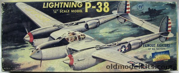 Aurora 1/48 Lightning P-38 - Famous Fighters of All Nations, 99-98 plastic model kit